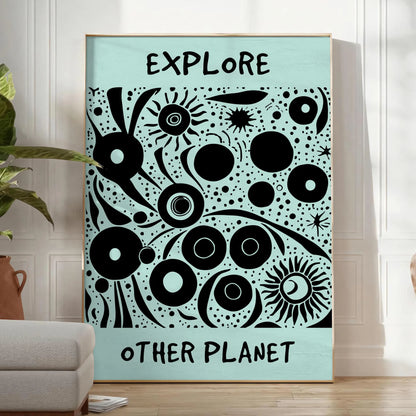 imagination Explore Other Planets modern art poster stunning black blue backdrop wall unique gift lover eye print artwork piece